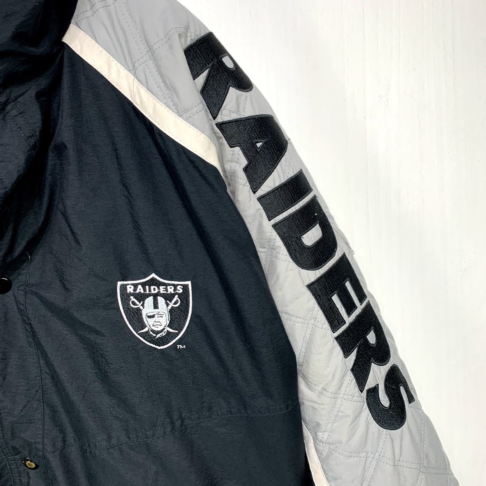 STARTER ラスベガス レイダース 中綿入 ナイロン ロング ジャケット L サイズ NFL Las Vegas Raiders アメフト ジャンパー 大きい ビッグ_画像4