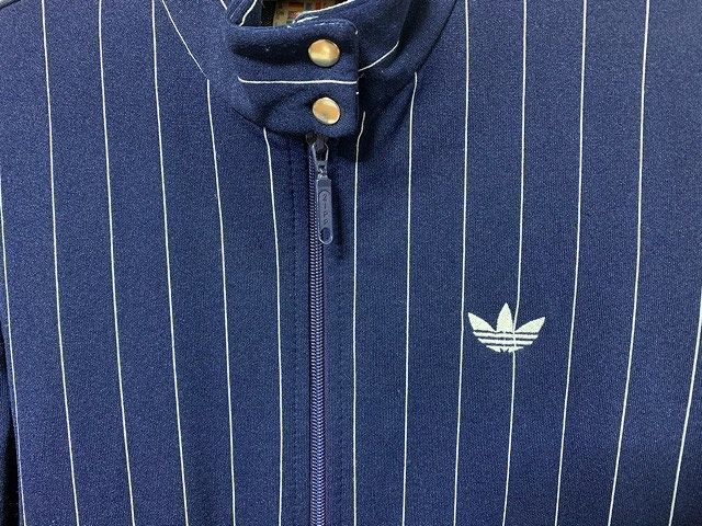 70\'s 70 годы Vintage запад Германия производства Adidas adidas джерси в тонкую полоску темно-синий American Rag Cie изначальный шуточный товар размер S [F6]