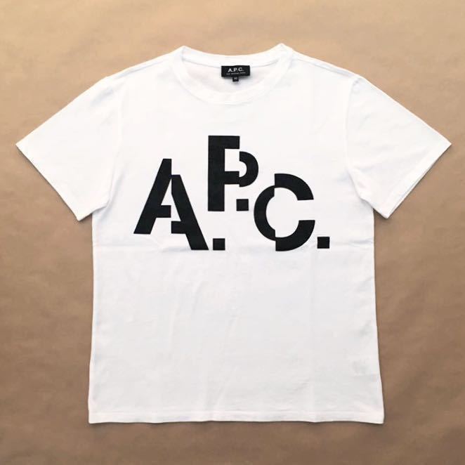 美品 正規品 A.P.C. DECALE ロゴ 半袖 Tシャツ ホワイト ブラック XS ユニセックス 完売 APC アーペーセー @a664の画像1