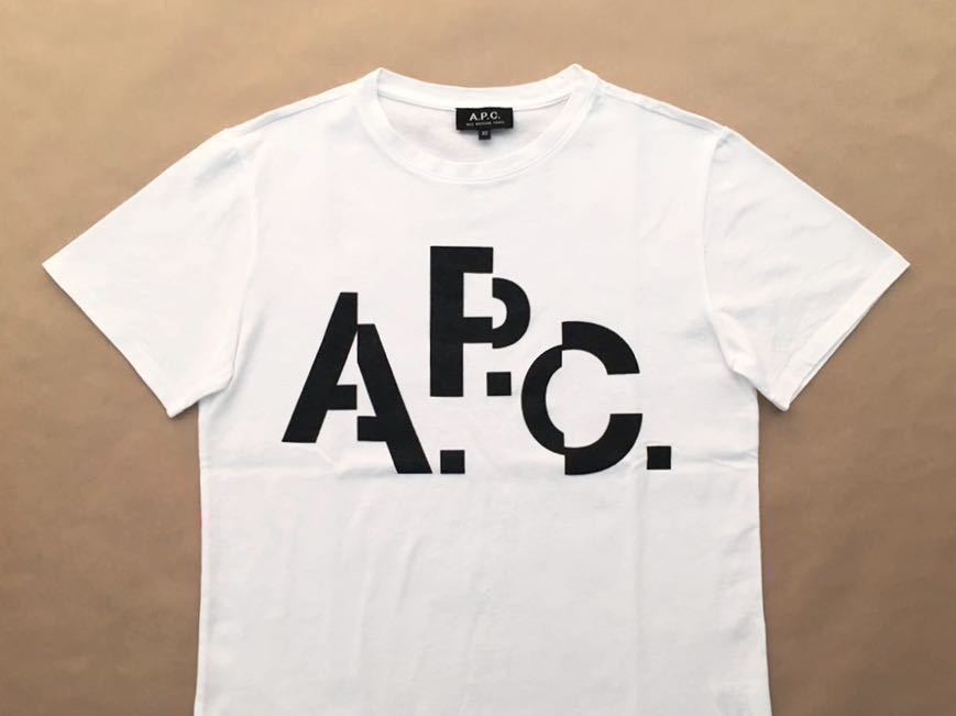 美品 正規品 A.P.C. DECALE ロゴ 半袖 Tシャツ ホワイト ブラック XS ユニセックス 完売 APC アーペーセー @a664の画像2
