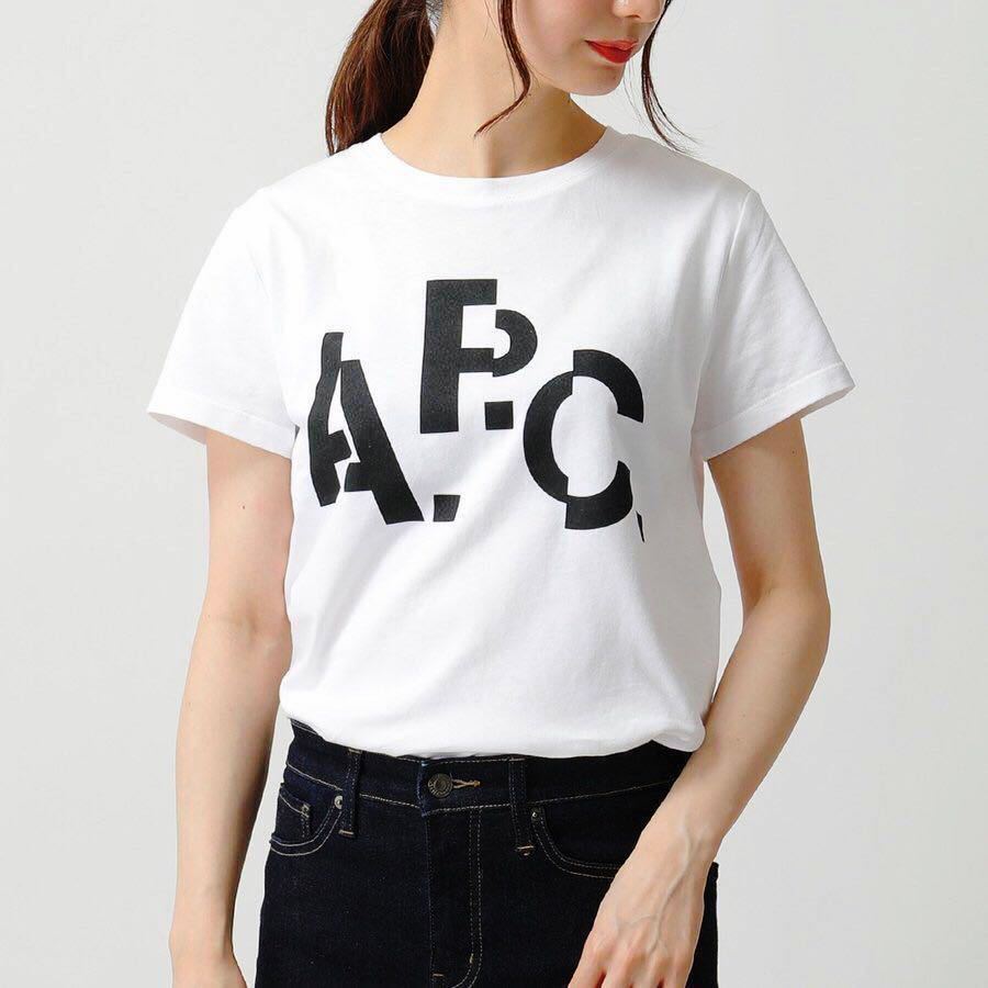 美品 正規品 A.P.C. DECALE ロゴ 半袖 Tシャツ ホワイト ブラック XS ユニセックス 完売 APC アーペーセー @a664の画像9