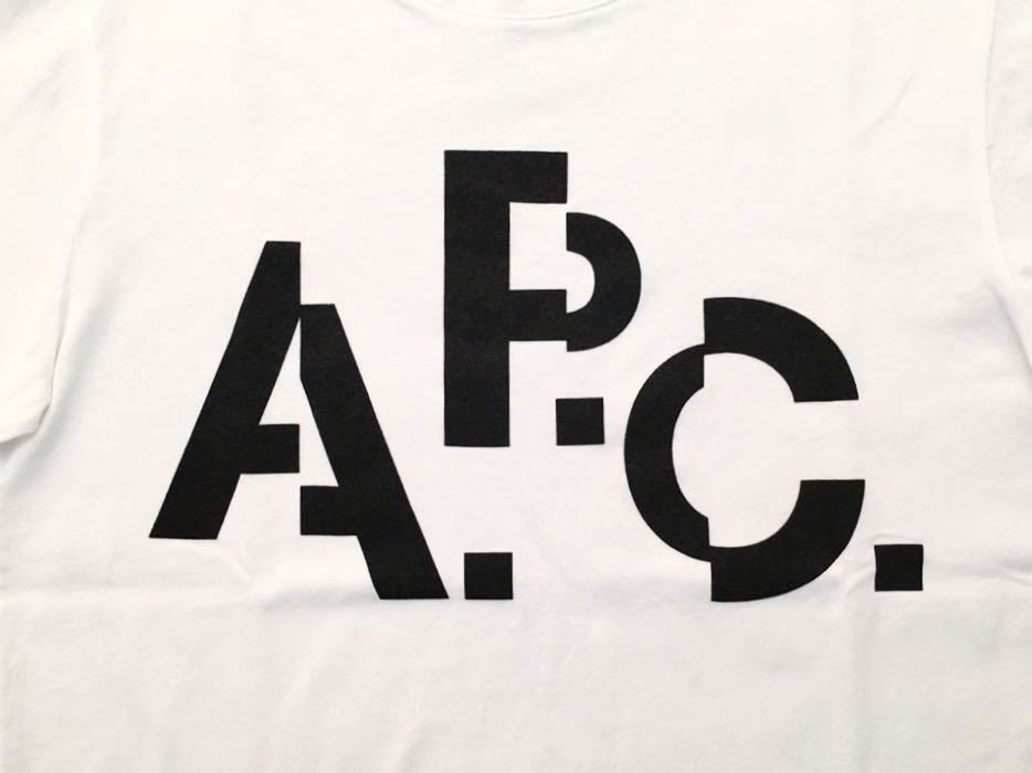 美品 正規品 A.P.C. DECALE ロゴ 半袖 Tシャツ ホワイト ブラック XS ユニセックス 完売 APC アーペーセー @a664の画像3