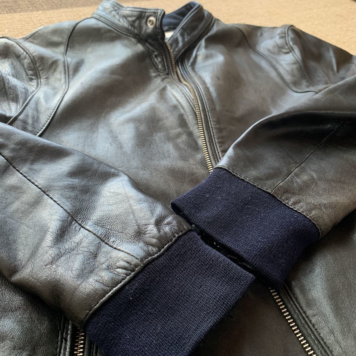 HARE ライダースジャケット 羊革 メンズMサイズ 黒茶色 ビンテージ HARE ライダースジャケット 羊革 メンズMサイズ 黒茶色 ビンテージ