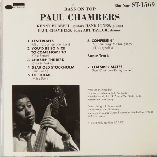 【BLUE NOTE 75周年 SHM-CD】ポール・チェンバース　ベース・オン・トップ ＋１　PAUL CHAMBERS　BASS ON TOP　高音質リマスタリング_画像2
