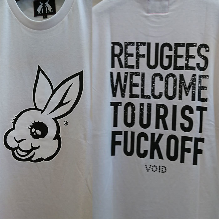 送料無料(^^)UG.　ユージー MADBUNNY 　マッドバニー　REFUGEES Tee　リフージーズ Tシャツ【ホワイト L 】