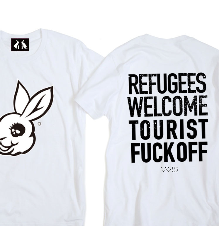 送料無料(^^)UG.　ユージー MADBUNNY 　マッドバニー　REFUGEES Tee　リフージーズ Tシャツ【ホワイト L 】