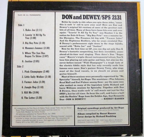  records out of production LP * Specialty 1970 year US record * DON & DEWEY Don &te.-i* 50\'s Rock & Roll R&B lock n roll rhythm & blues 
