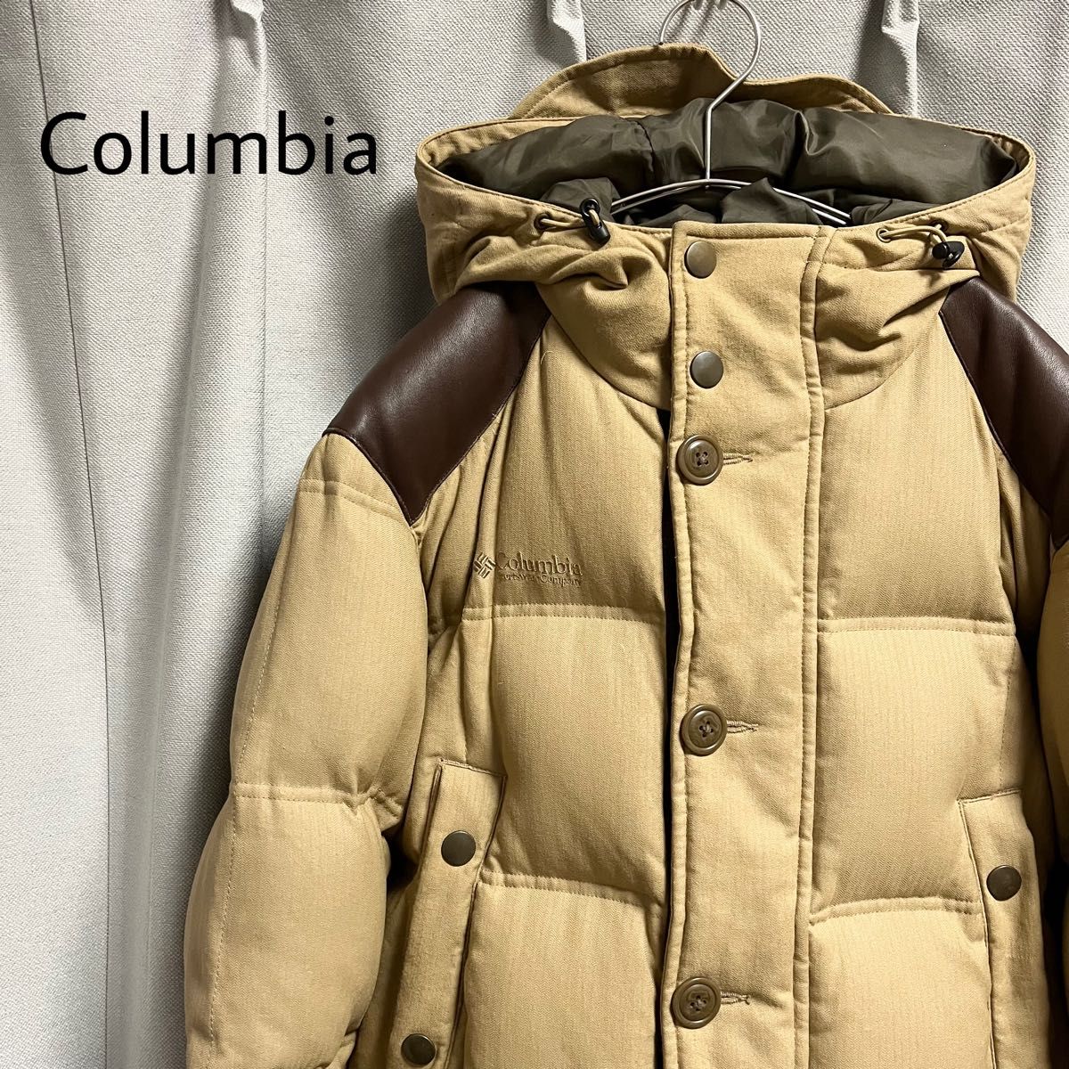 Columbia コロンビア フード付きダウンジャケット ベージュ S 防寒