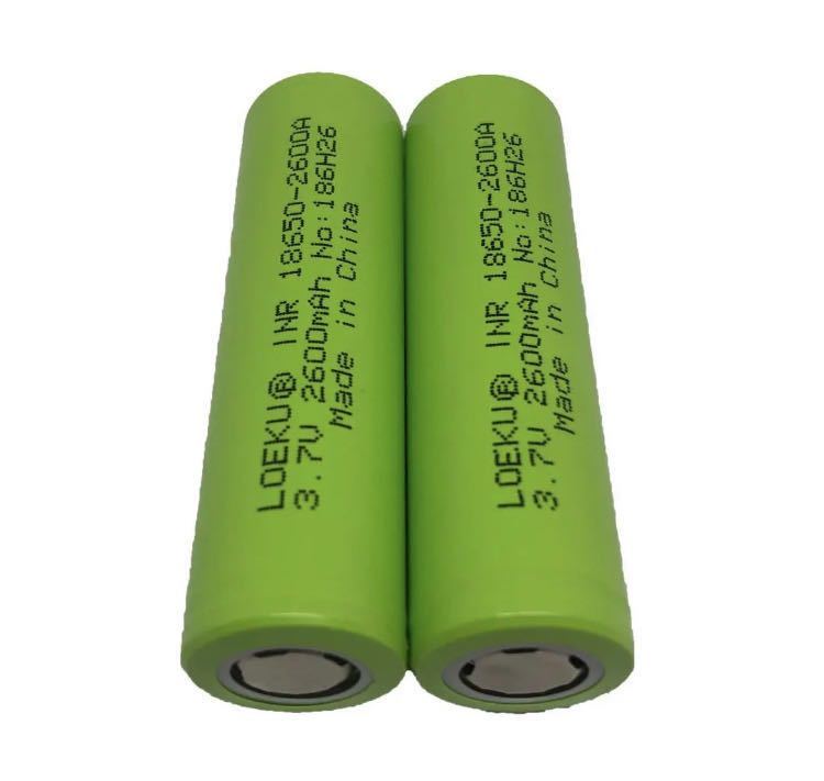 2本 18650 充電池2600mAh USBバッテリー充電器付きフラットトップ_画像4