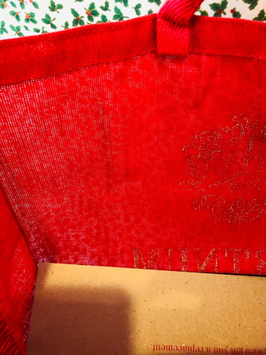 使い古したら本店で交換ok・スモール・プラスチックフリーに変更の「 Red & Gold Christmas Bag for Life 」フォートナム&メイソン_ペラペラとして自立しません