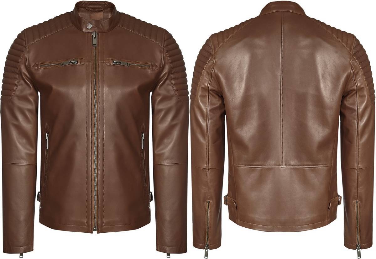 ★DESA デサ Barsanofio Leather Moto Jacket メンズレザーコート 羊革 M 新品 イタリアライダースジャケット Armani Gucci Dolce&Gabbana _画像1