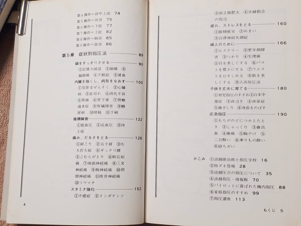 送料無料！　古書　目で見る指圧教室　症状別による指圧療法　浪越徹　実用百貨シリーズ 永岡書店　昭和５１年　初版