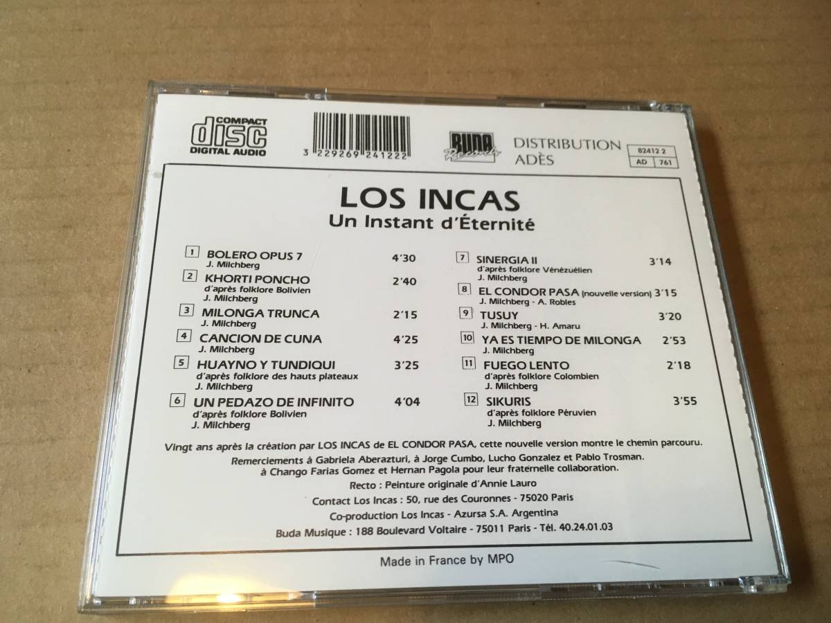 Los Incas/ロス・インカス●輸入盤「Un Instant D'eternite」Buda Records●コンドルは飛んで行く他収録●アンデス音楽,フォルクローレ_画像2