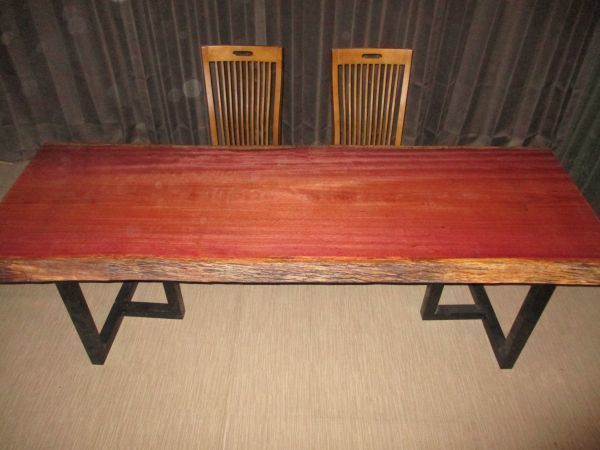 W-019■　パープルハート　豪華　テーブル　板　ローテーブル　ダイニング　カウンター　座卓　天板　無垢　一枚板