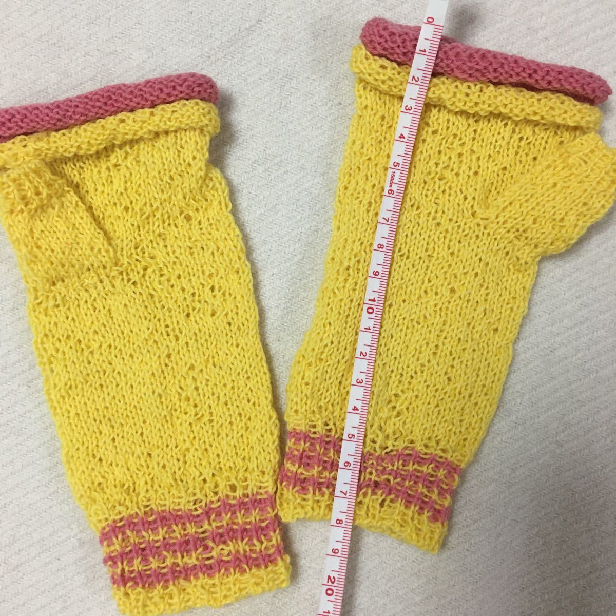 指なし　手袋　ウール100%  手編み
