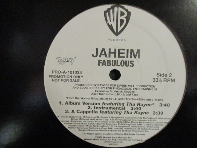 Jaheim ： Fabulous 12'' // Main Mix F. Cam'ron And The Rayne / 落札5点で送料無料の画像2