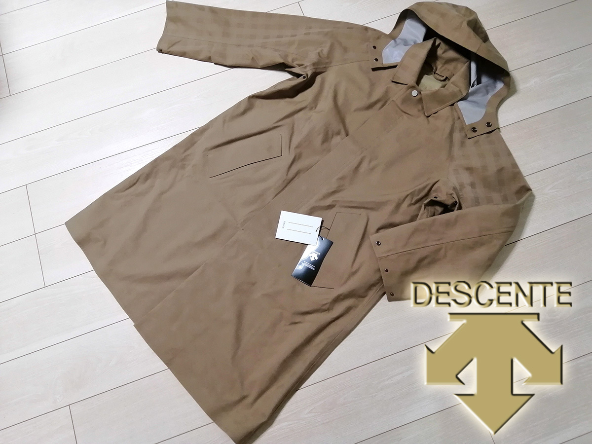 新品 デサント ポーズ DESCENTE PAUSE チェック柄 3シーズン対応 ステンカラーコート メンズ L BGE 定価64,900円 防水 発熱ダウンベスト付_画像1