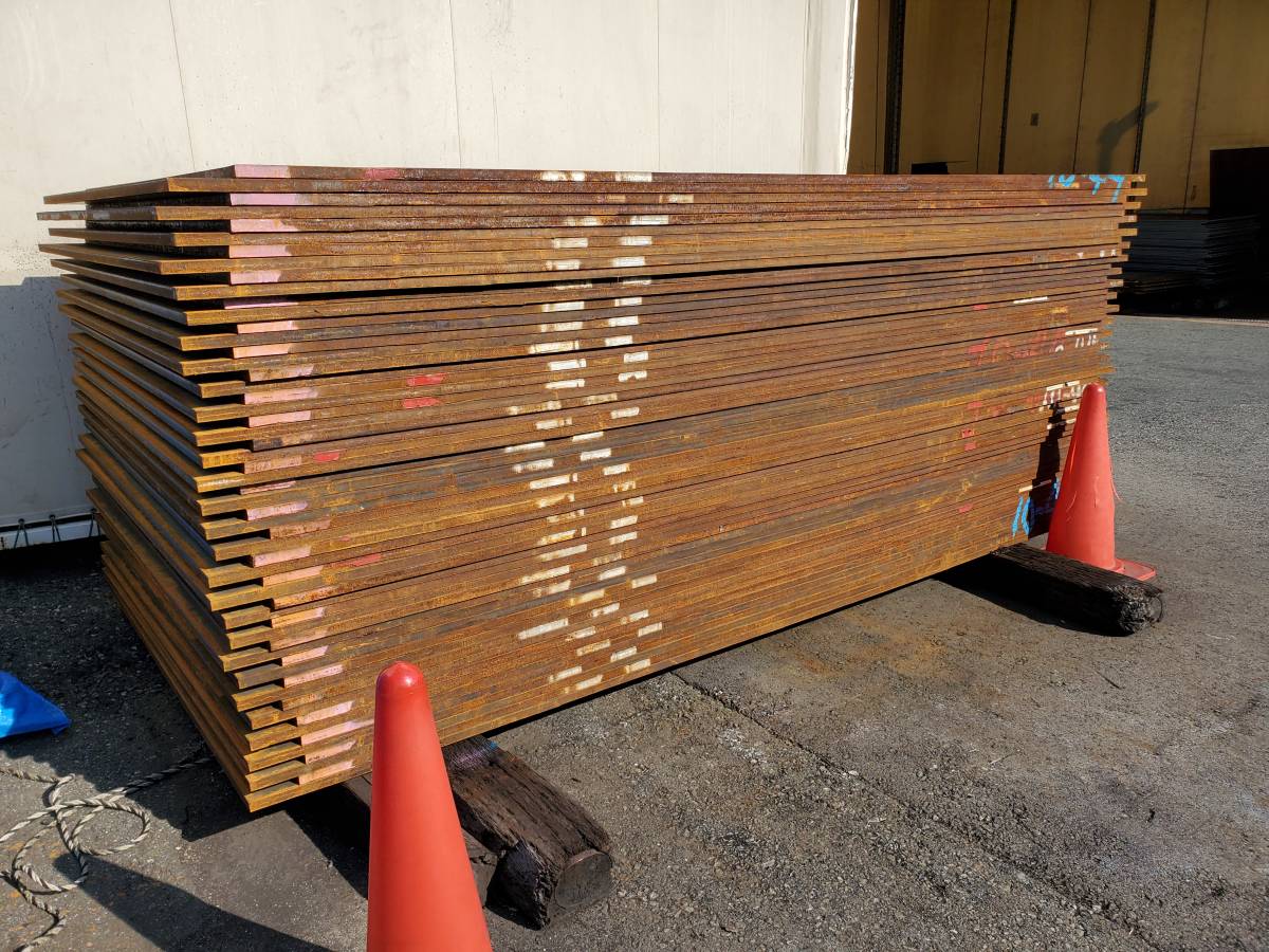 [ Osaka departure ] new goods . iron plate 5×10× thickness 22. unused bed iron plate site size 1524×3048× thickness 22 weight 802. iron plate yard dismantlement public works construction earth place . board 