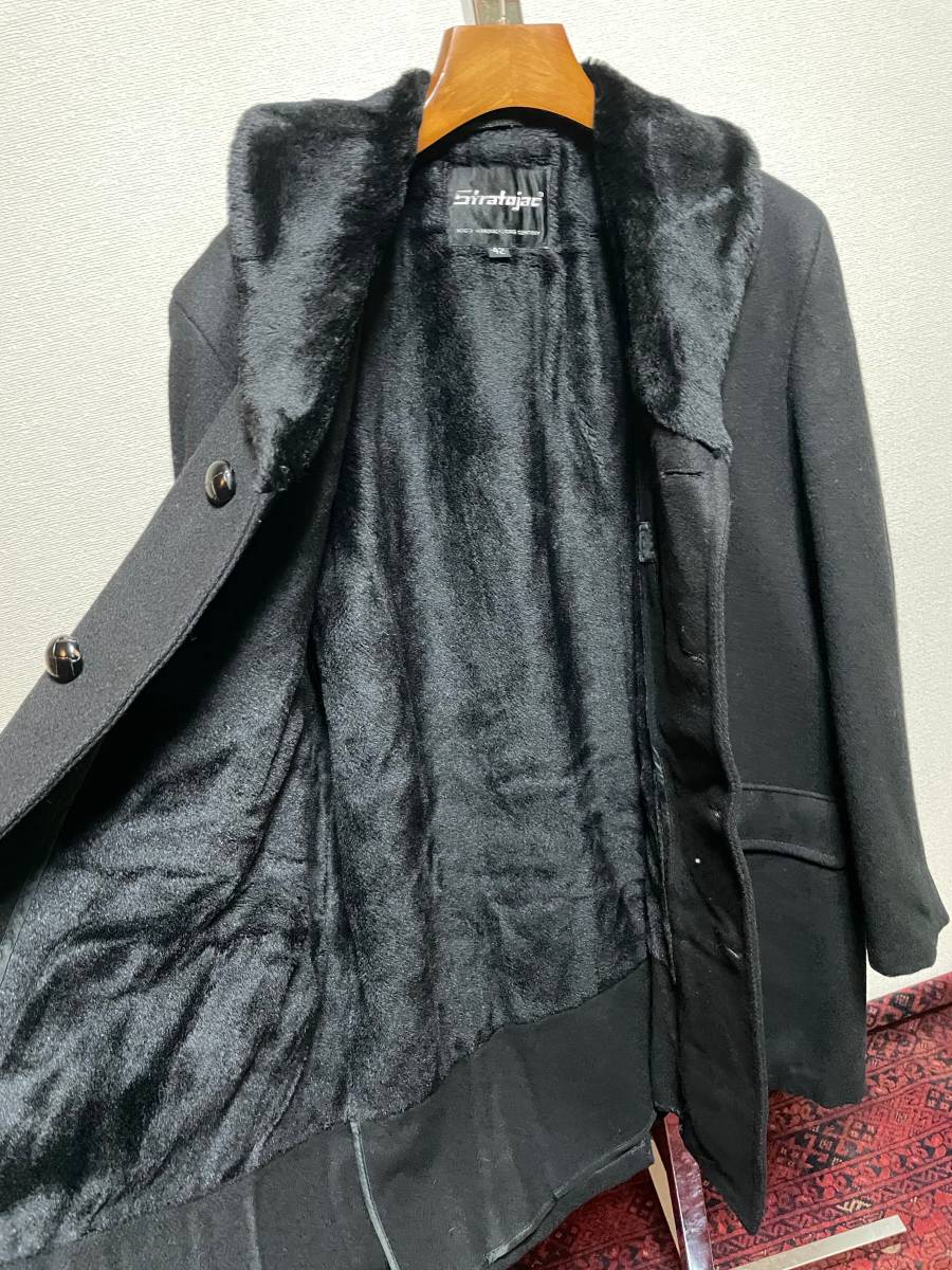Stratojac боа gang пальто 42 черный шерсть шаль Donkey машина пальто 60s 70s 80s 90s Old Vintage 