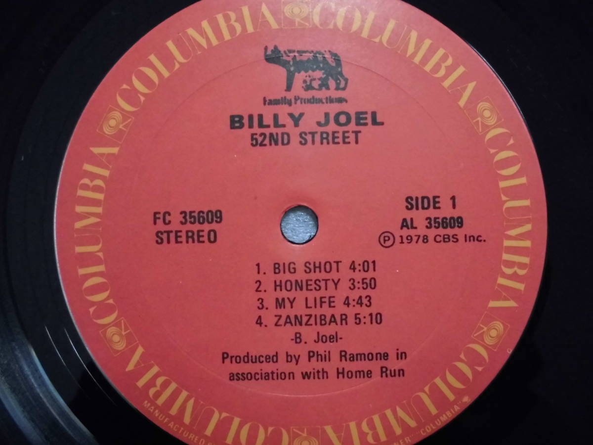 良盤屋 P-1921◆LP◆ＵＳ盤レーベル；ＦＣ-35609Ｐｏｐ、Ｌｏｃｋ、-ビリージョエル　 Billy Joel 52nd Street＞1978　送料480_画像5