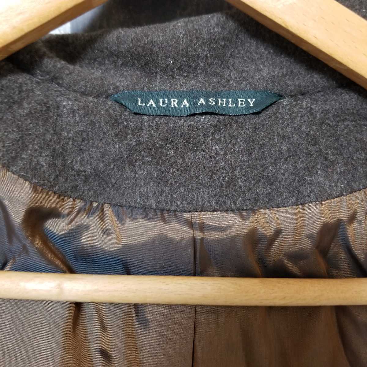 LAURA ASHLEY　ローラアシュレイ　ロングコート フード　ウール　カシミヤ混　サイズ11　レディース_画像7