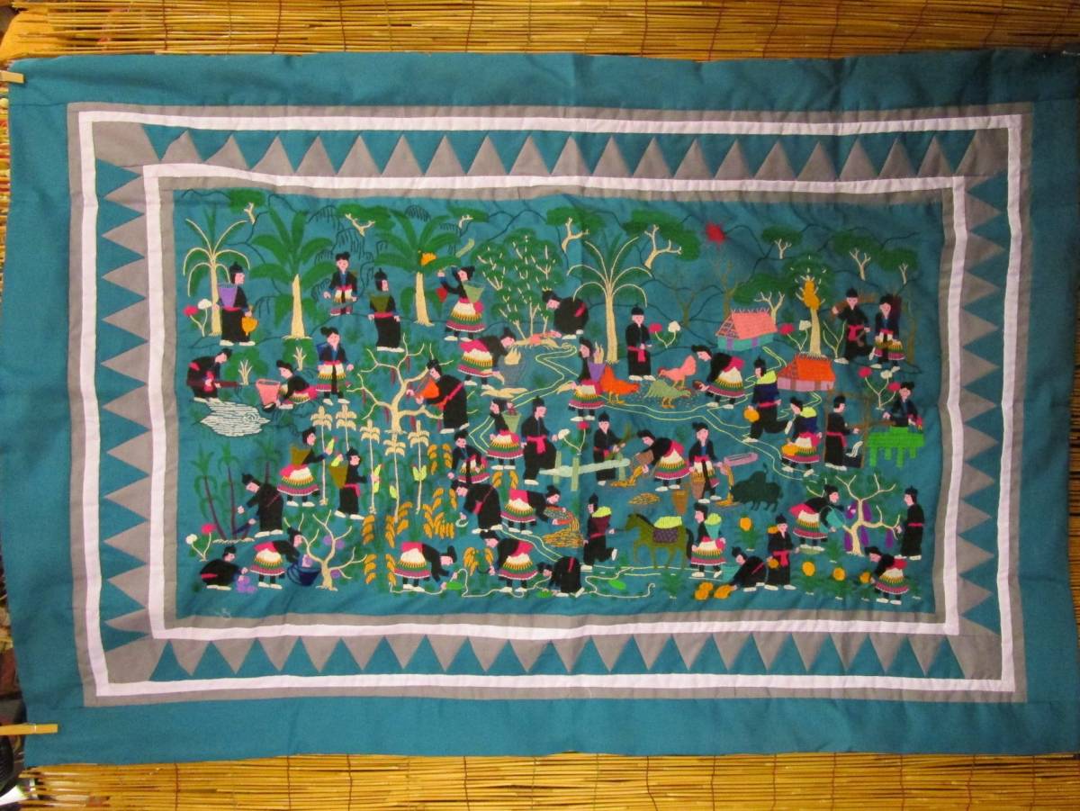 ④【91cm×133cm】新品*ラオス*モン族*手刺繍 ④【91cm×133cm】新品*ラオス*モン族*手刺繍