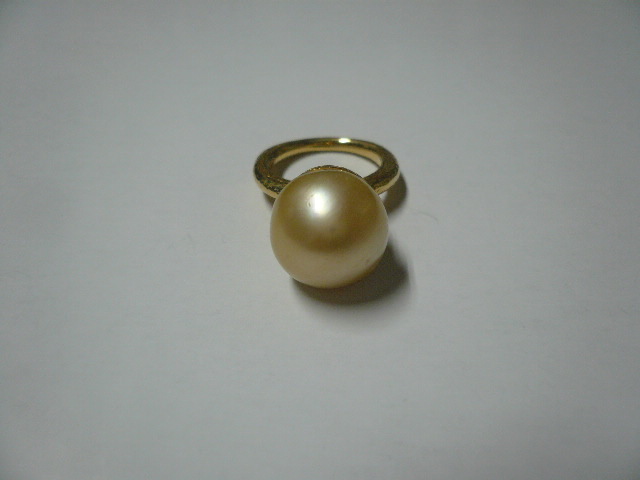 * south . pearl ring natural Golden .(15. circle )18K handmade order goods matted finishing beautiful goods 