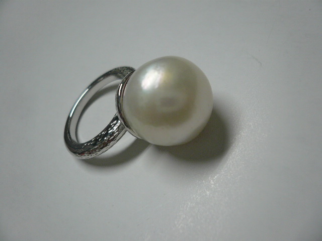 * south . pearl ring natural White Butterfly ..(16. circle )WG18K handmade ( hand structure ) stamp entering order goods matted finishing beautiful goods 