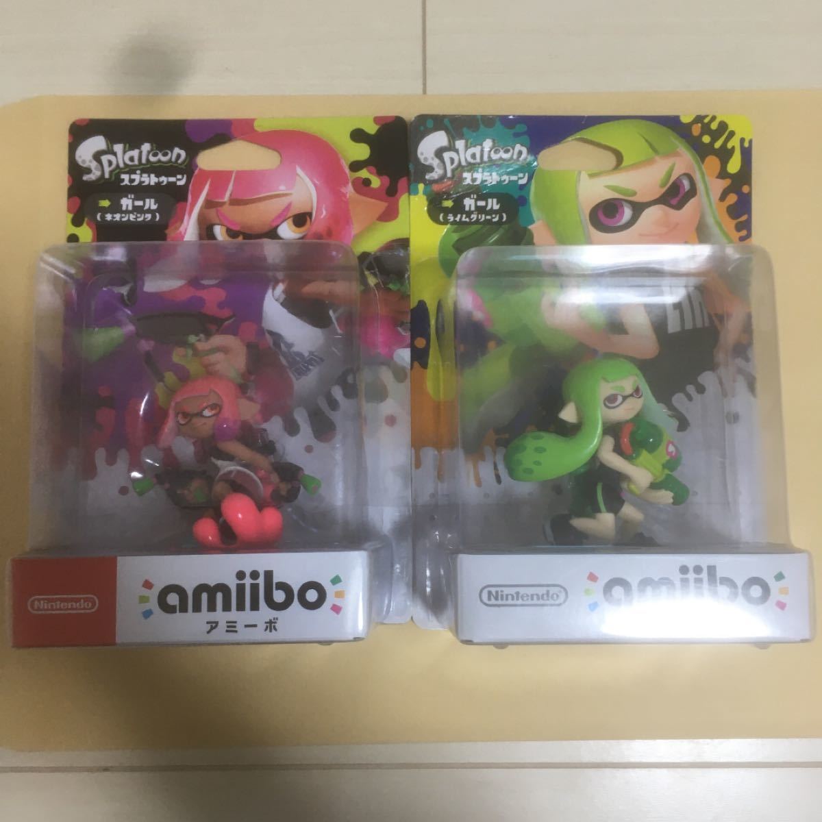 amiibo ガール　ネオンピンク　ライムグリーン スプラトゥーンアミーボ