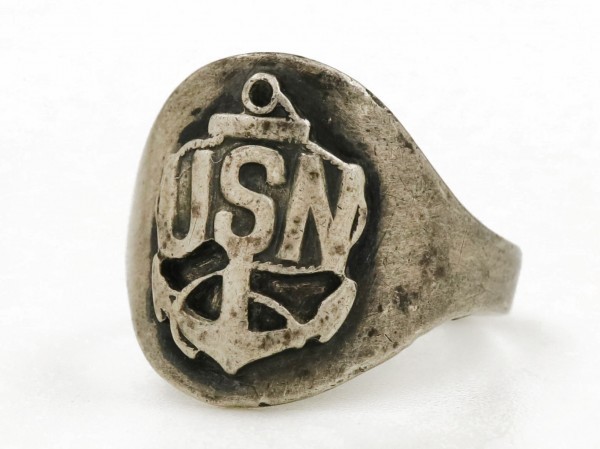 WW2 US NAVY ビンテージ シルバー製 USN アンカー インシグニア ミリタリー アジャスタブル リング 米軍 海軍 指輪_画像6
