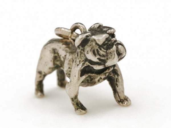  Vintage silver made bru dog animal pendant top necklace charm dog animal 