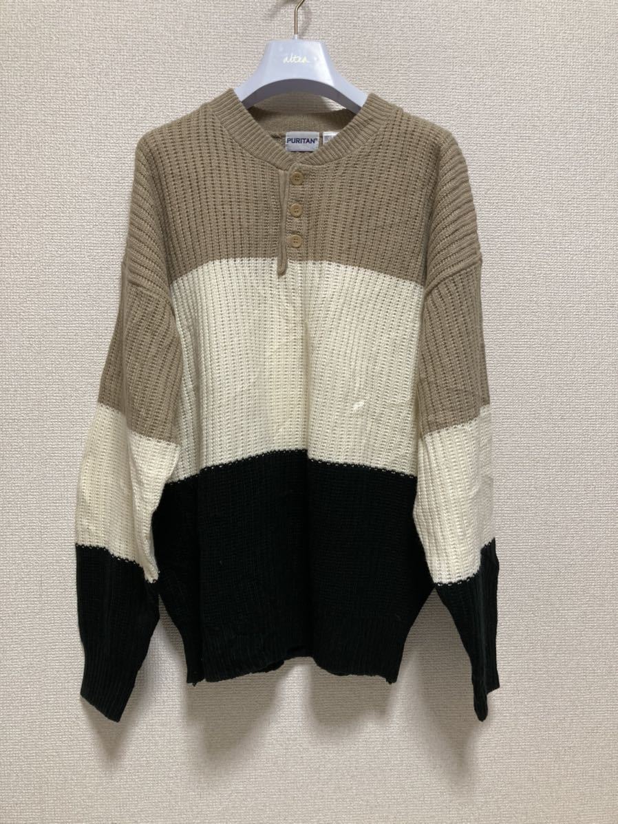正規販売店】 PURITAN USA古着 ニットセーター ボーダーニット L