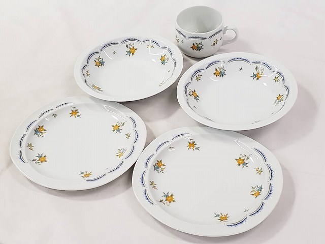 ノリタケ ディッシュプレート デザートプレート スープカップ 計5点セット Noritake 花柄 美品 食器 生活雑貨 BU-8の画像1