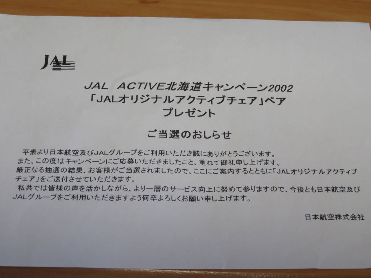 【BBQ活躍】北海道2002　JAL　オリジナルアクティブチェア　パイプチェア　椅子　キャンプ　アウトドア　折りたたみ