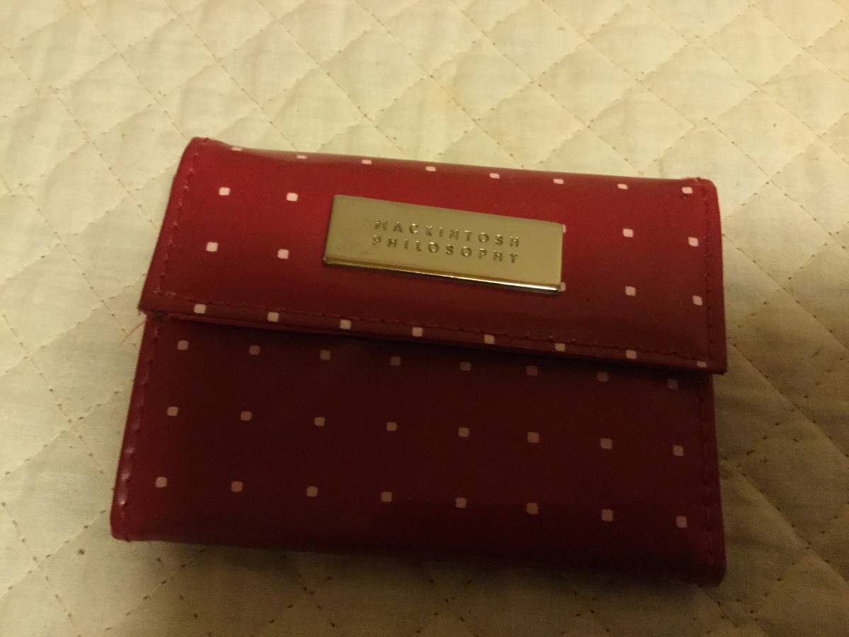C8672*MACKINTOSH PHILOSOPHY* red &.. pink polka dot manner pattern enamel style purse *