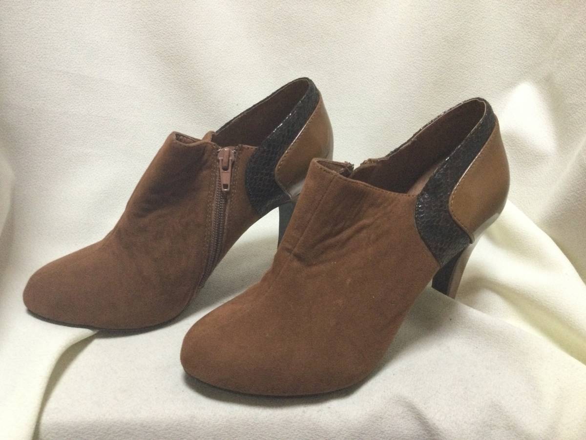 C8832*ISAN CALLAS* size 36* Camel color & dark brown high heel bootie *