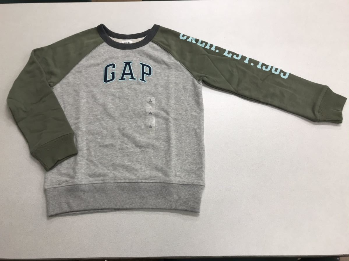 ■GAPブランド■新品■GAPロゴ■140■ロゴ・トレーナー■カーキXグレー■ギャップ■9.2-2_画像2