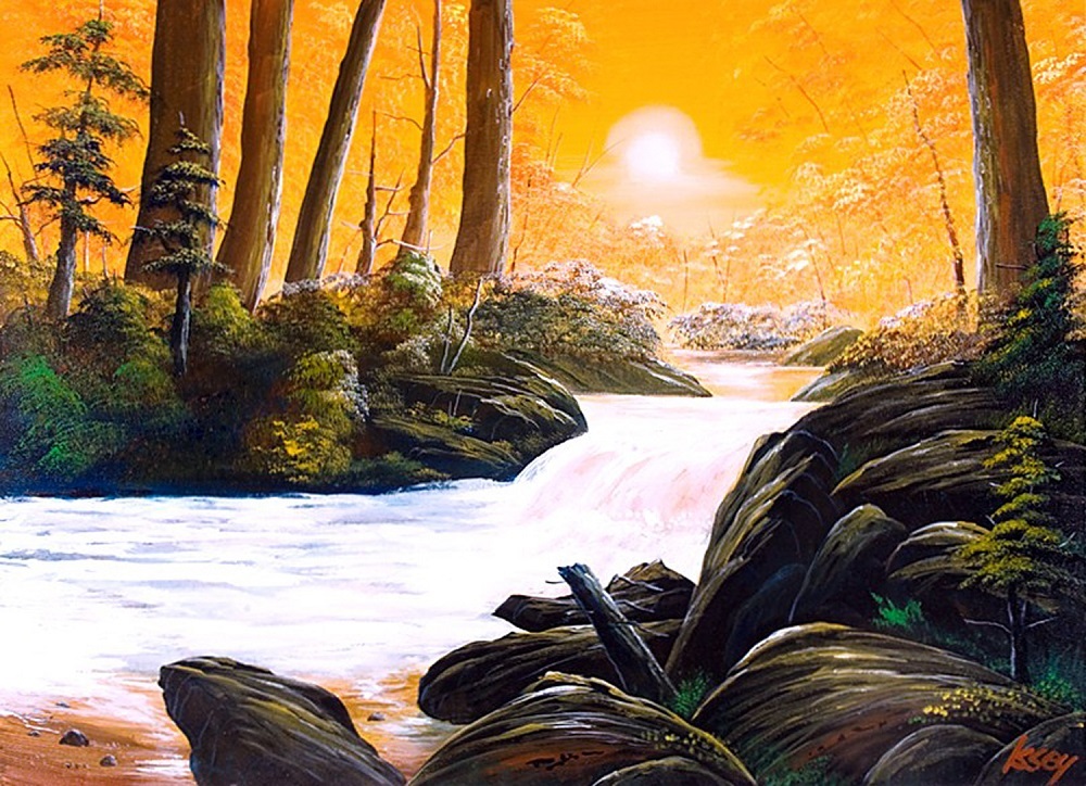 夕陽の渓流２