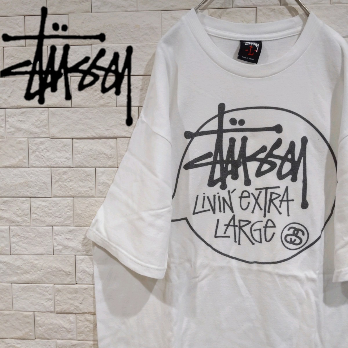 ステューシー STUSSY Tシャツ ホワイト L バックプリント