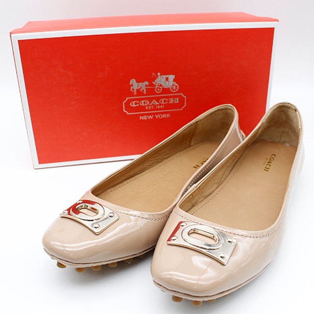 COACH Coach driving shoes * enamel Q5174 A6246/ beige / 24.5cm