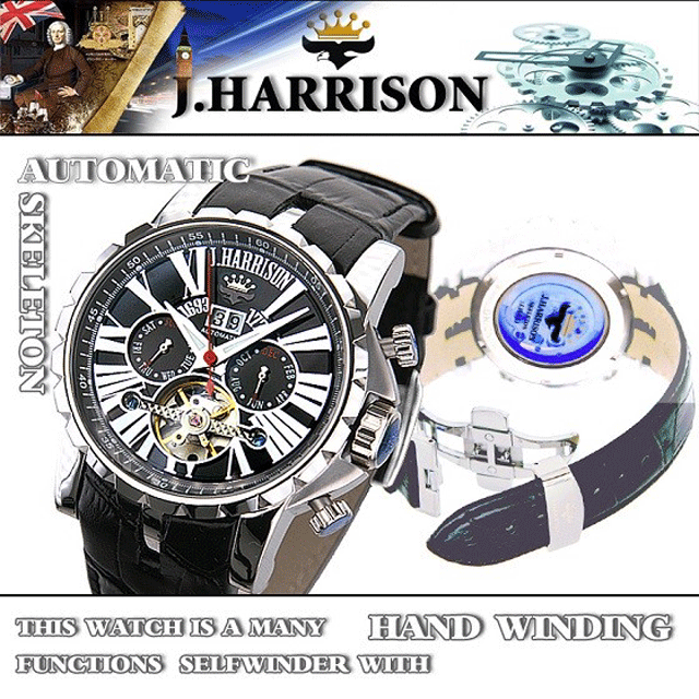John Harrison/ジョン・ハリソン 多機能付ビッグテンプ自動巻&手巻き メンズ腕時計 JH-033SB 国内正規モデル 新品_画像2