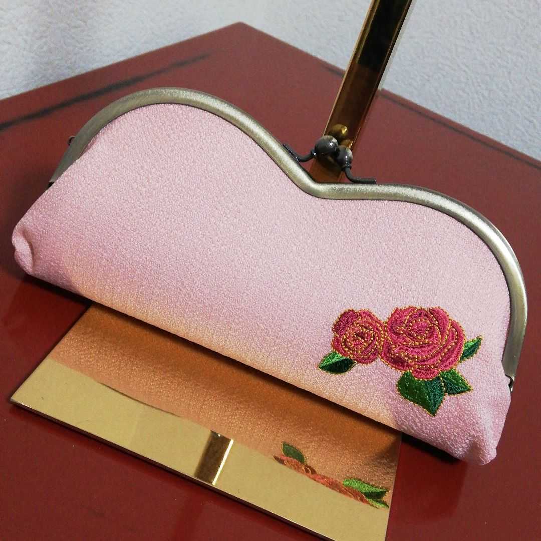 【新品】京都発★あやの小路★山型がま口メガネケース★さくら色★刺繍