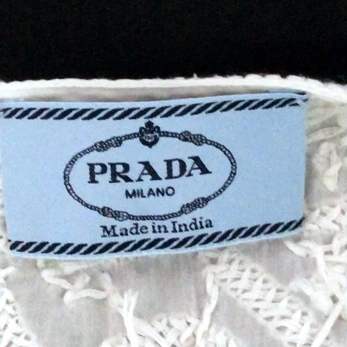 本物 プラダ 刺繍デザインノースリーブ ワンピース 白 42 PRADA_画像2