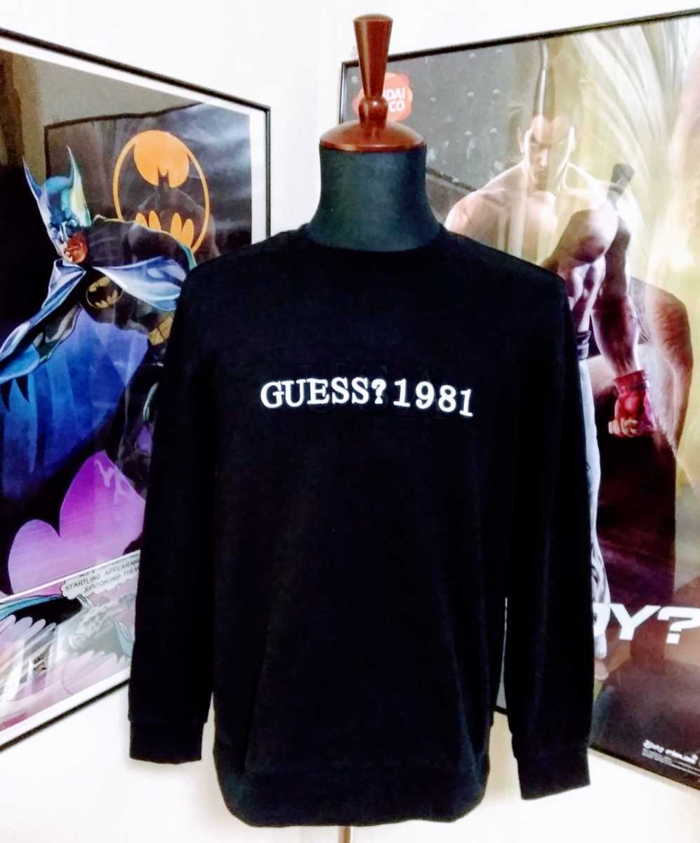 即決！ GUESS 男性用 メンズ 長袖 トレーナー 黒 ブラック Lサイズ 正規品_画像1