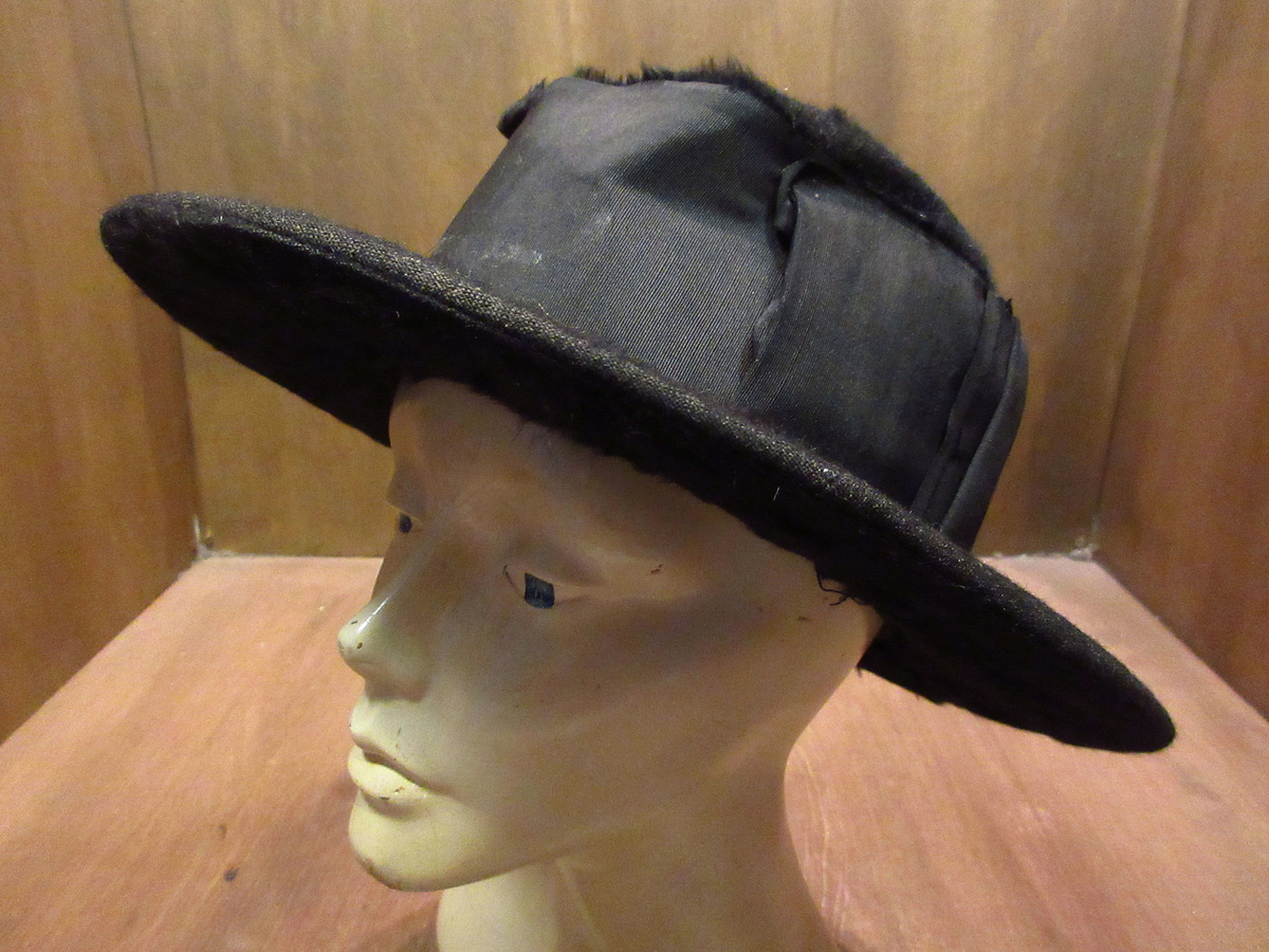 ビンテージ1910's20's●NATIONAL CLOAK AND SUIT CO.レディースファーフェルトハット黒●201126n4-w-ht-flt 1920sアンティーク帽子