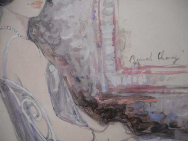 ベルナール シャロワ Bernard Charoy 水彩 原画 白いドレス 美人画 真