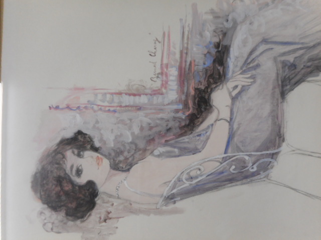 ベルナール シャロワ Bernard Charoy 水彩 原画 白いドレス 美人画 真
