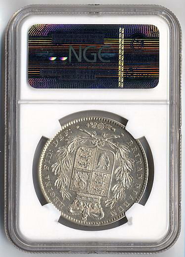 ■■イギリス クラウン銀貨 1845年 ヴィクトリア ヤングヘッド NGC AU55 極美品+～準未使用品 良好な鑑定結果!■■_G. BRITAIN Crown,1845, NGC AU55, EF+～AU