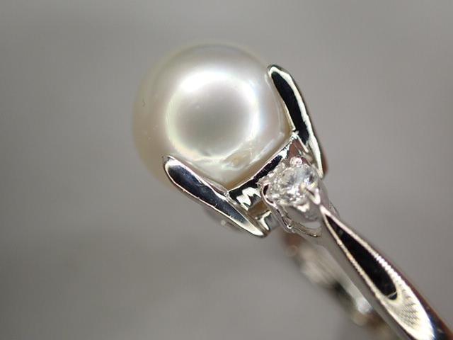 美品 Pt900 南洋真珠約11.7mm珠 ダイヤ計0.20ct デザイン リング 指輪_画像9