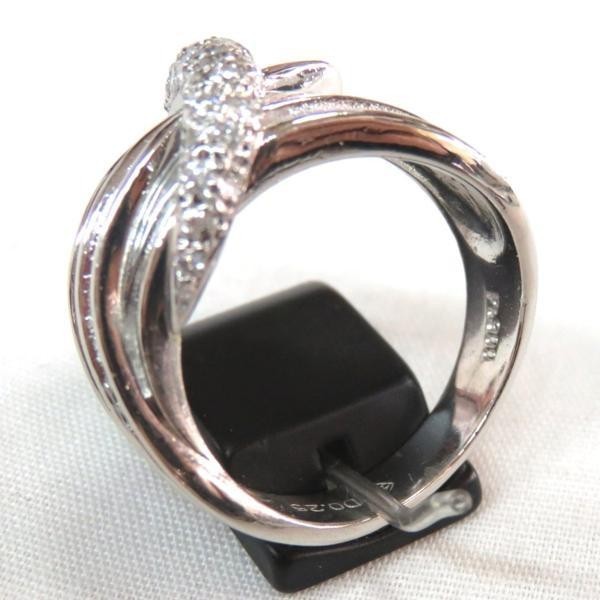 FE 指輪 Pt900 ダイヤモンド 三日月 月形 ムーン 0.25ct 10.6g 12号